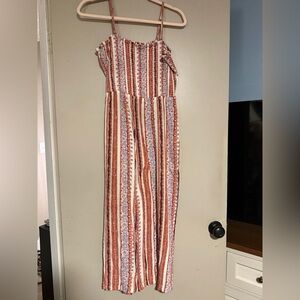 Mudd Red and White Textured Fabric Jumper with removable straps.